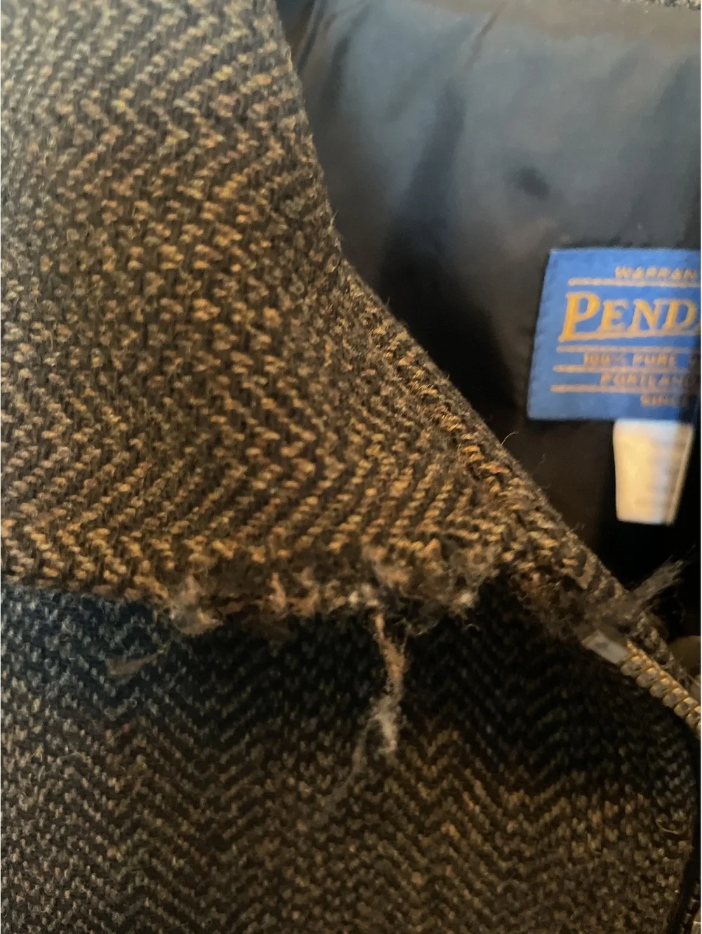 Vintage Pendleton Wool Herringbone Bomber Jacket Brown L Heritage Grandpa